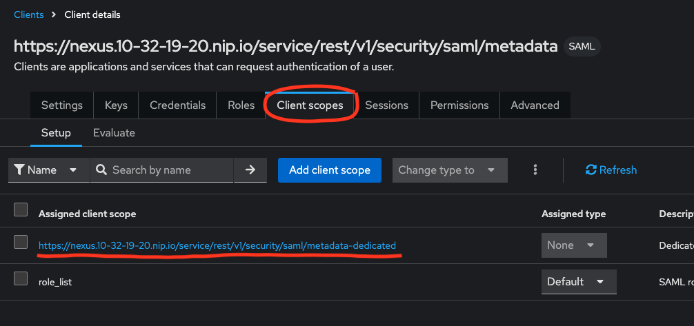client scope tab